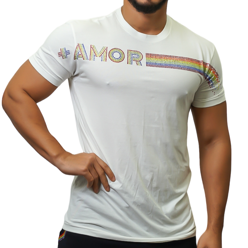 WHITE VCTP CRYSTAL T-SHIRT PRIDE / + AMOR