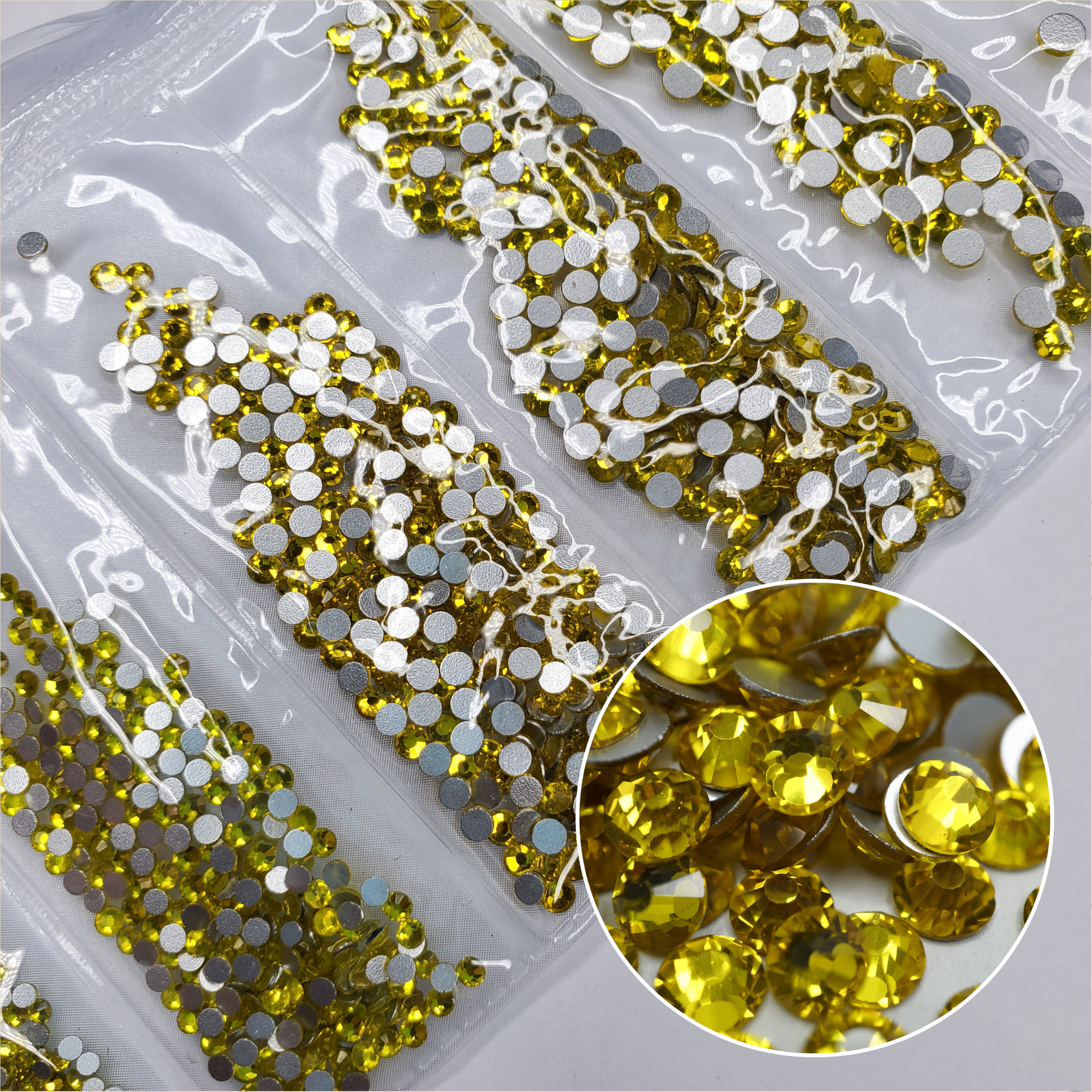 Multi-Size Citrine Rhinestones - GLASS- flat back #019