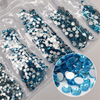 Multi-Size Aquamarine Rhinestones - GLASS- flat back