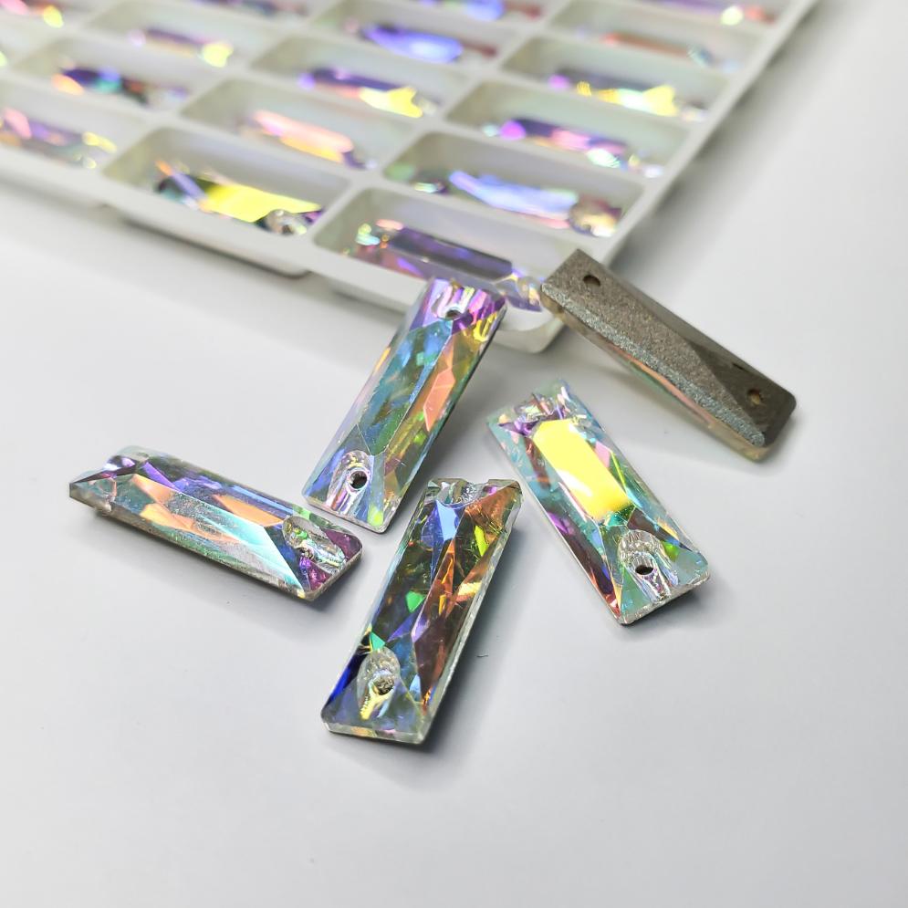 AB Cosmic Baguette Sew On Glass Rhinestone