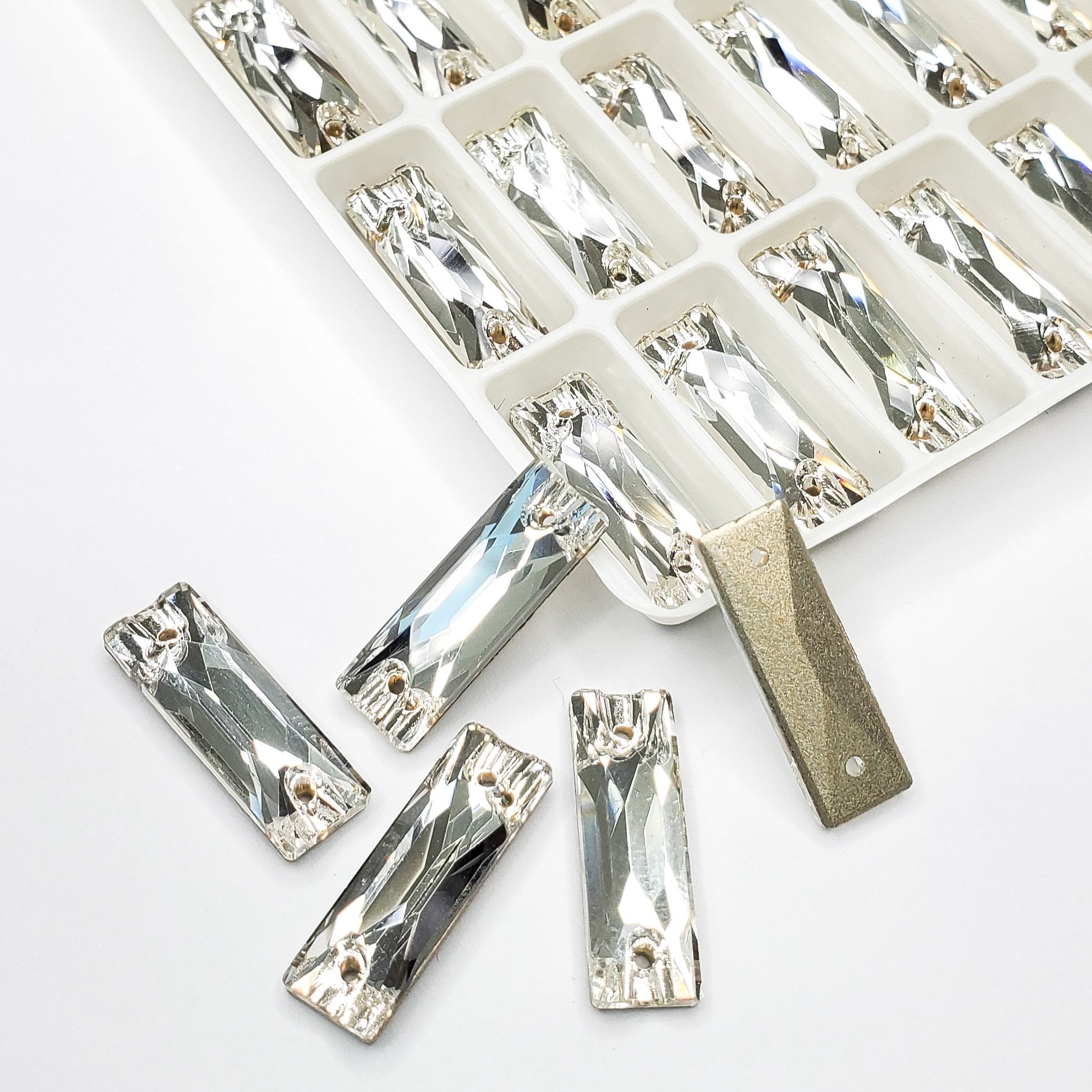 Clear Cosmic Baguette Sew On Glass Rhinestone