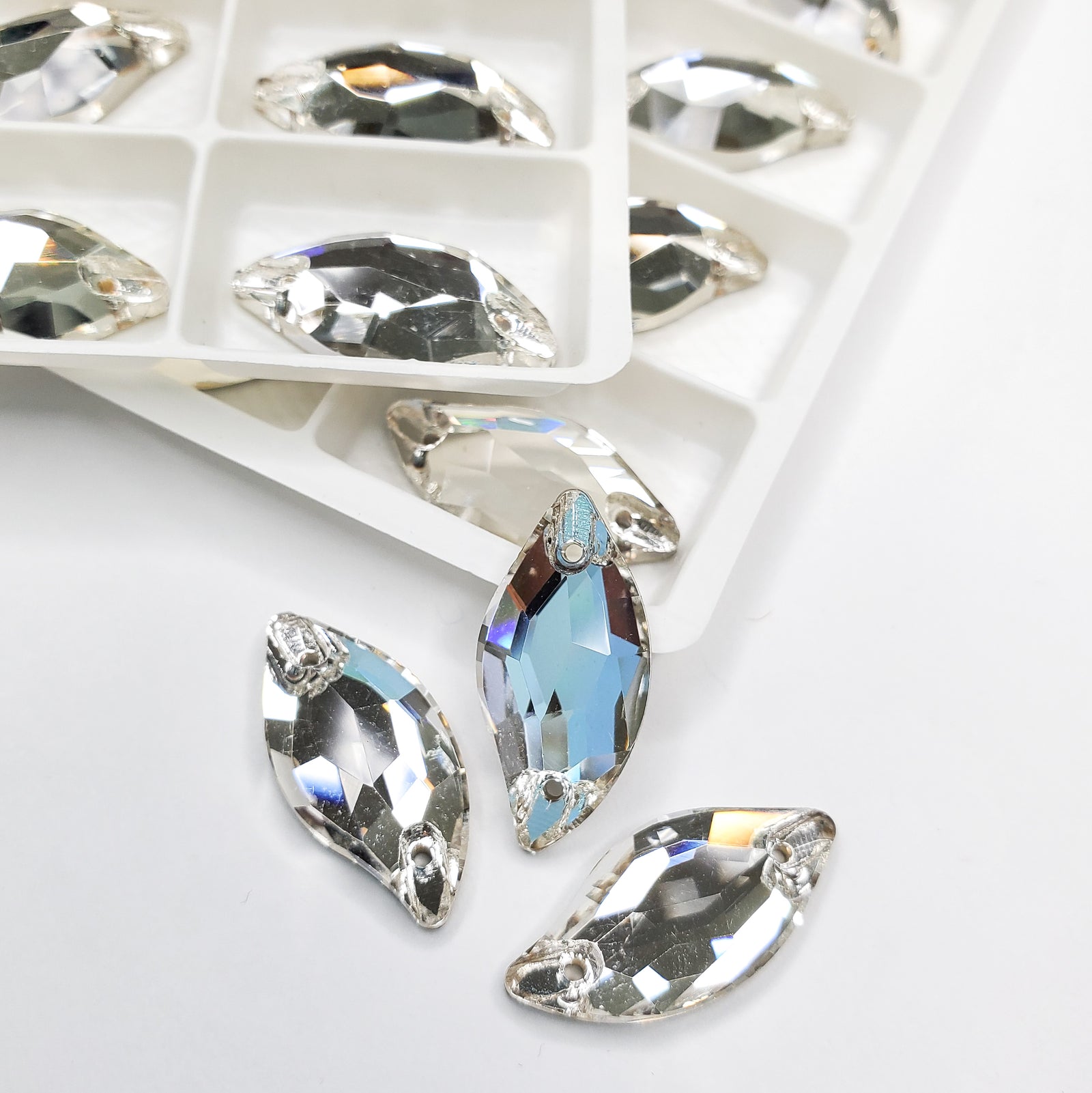 Clear - Diamond Leaf Sew On stone - Glass Rhinestone