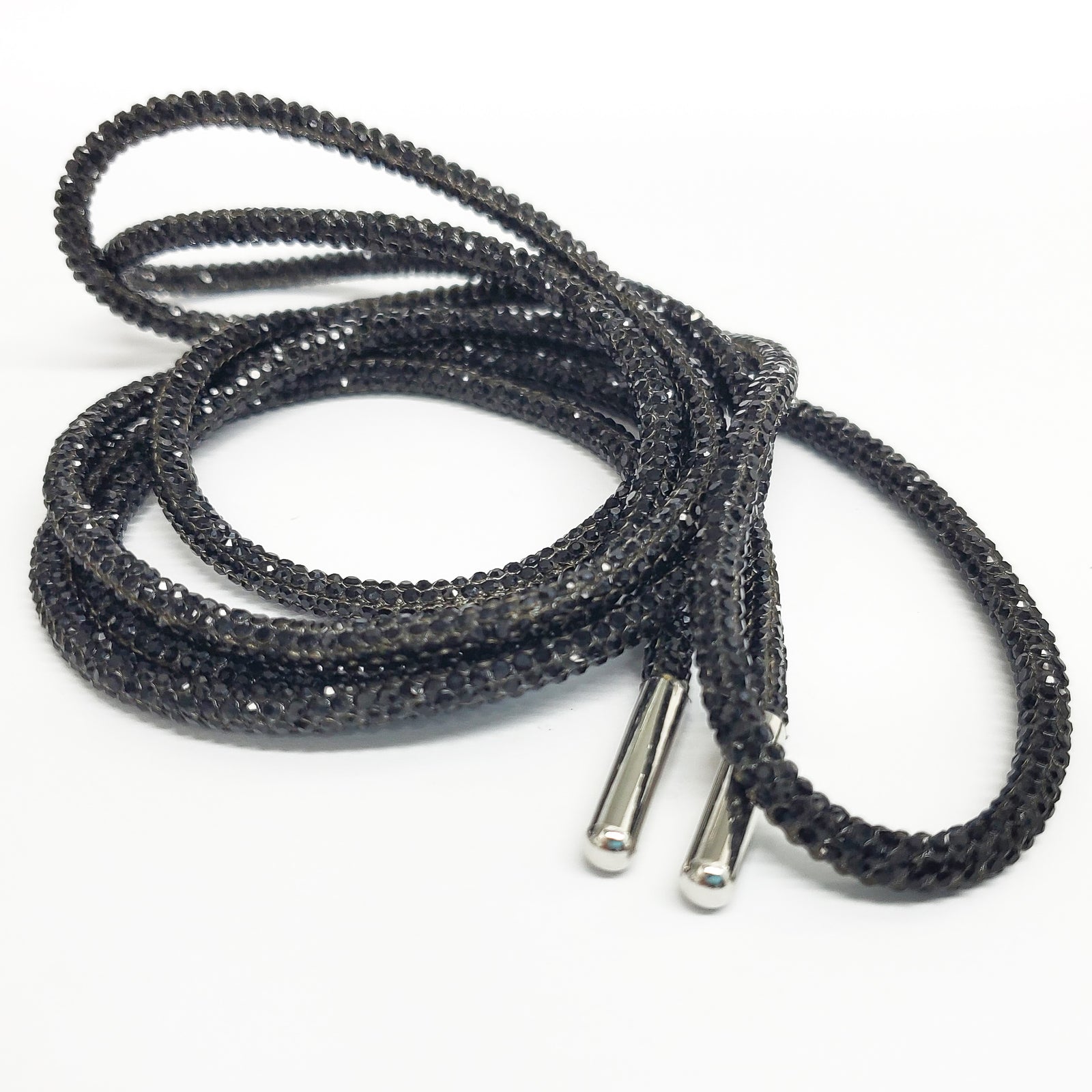 BLACK - crystals shoelaces