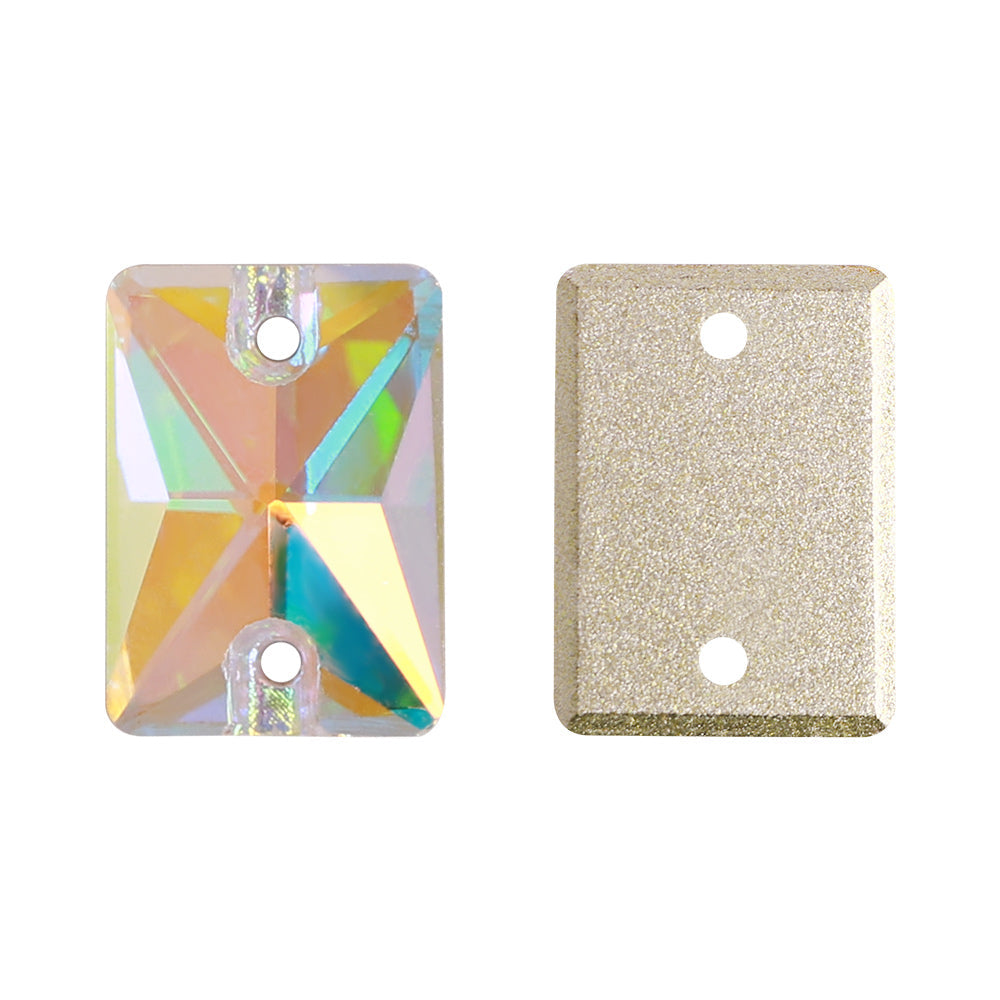 Crystal AB RECTANGLE Sew On Glass Rhinestone AB