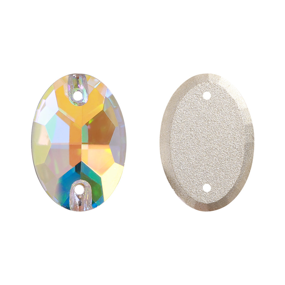 Crystal AB Oval Sew On Glass Rhinestone AB