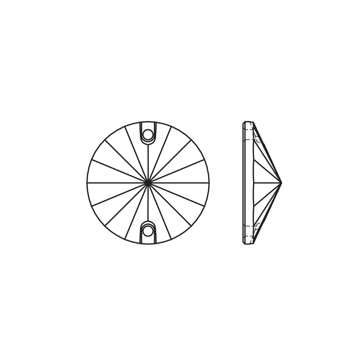 Clear RIVOLI Sew On  Glass Rhinestone