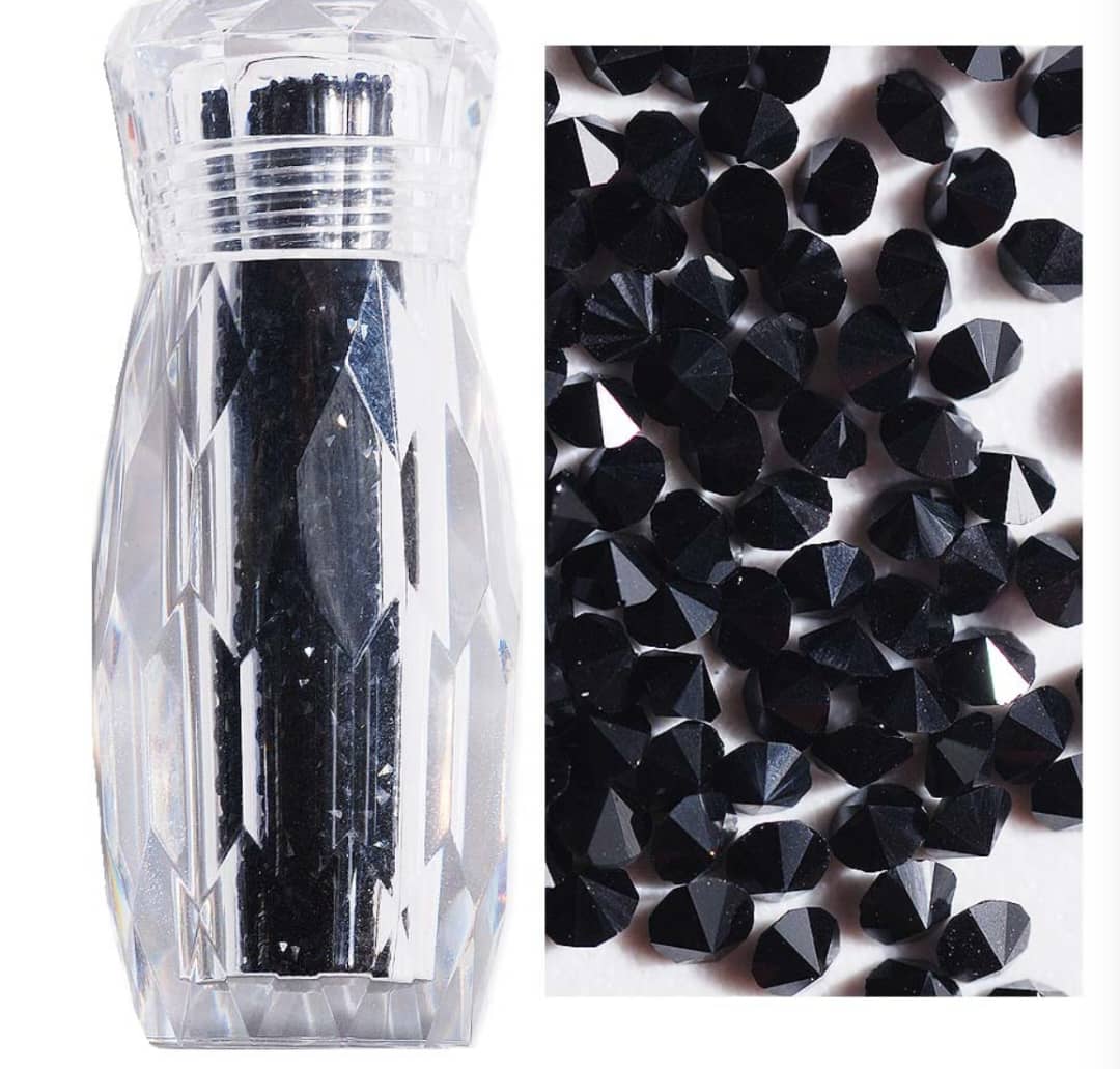 Black - Crystal Pixie - nails art 3D