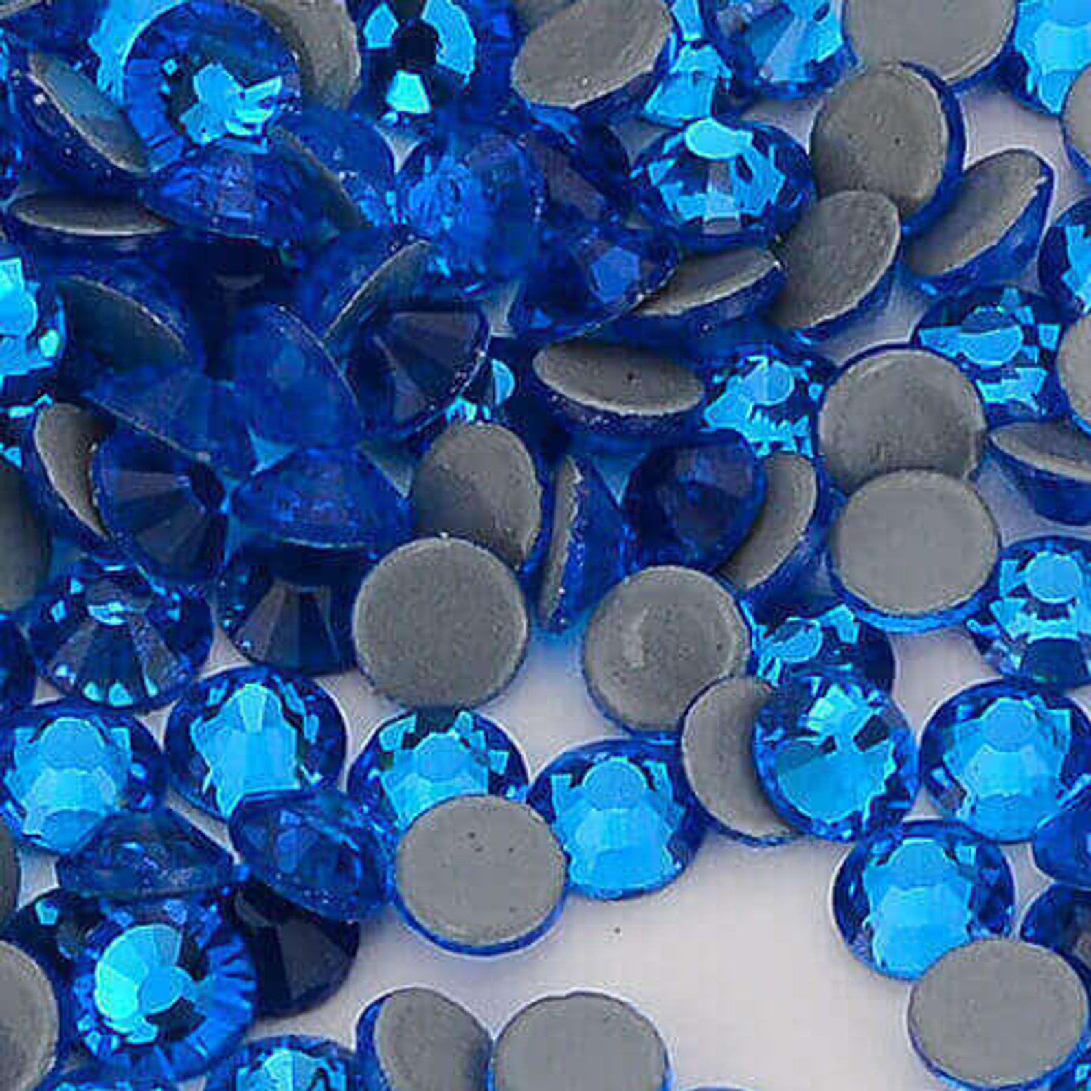 Capri Blue HQ glass Rhinestones Hotfix #008