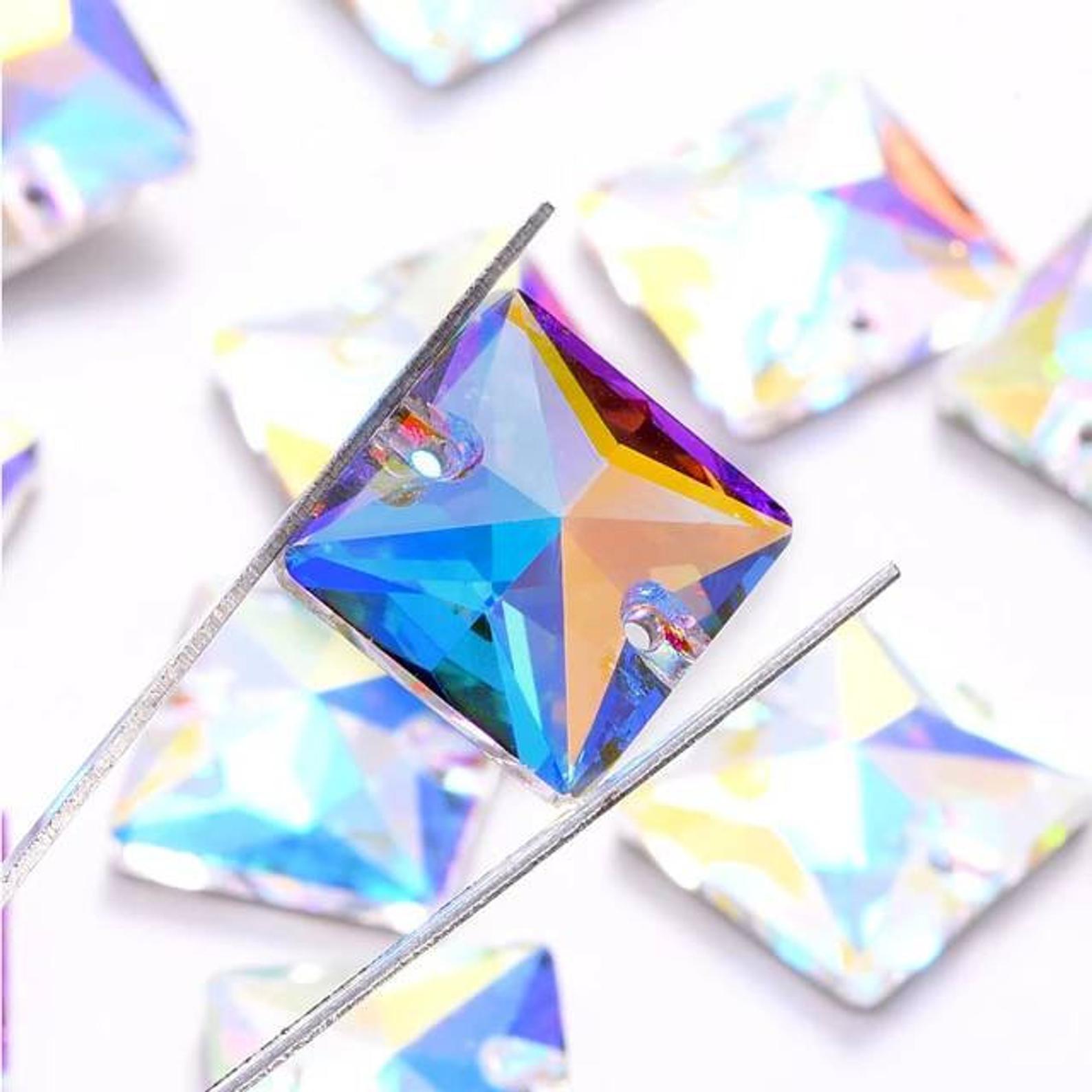 VDD 20Pcs Triangle DIY Sewing Crystal Strass Sew On Stones K9 Glass Beads  Flat Back Rhinestone