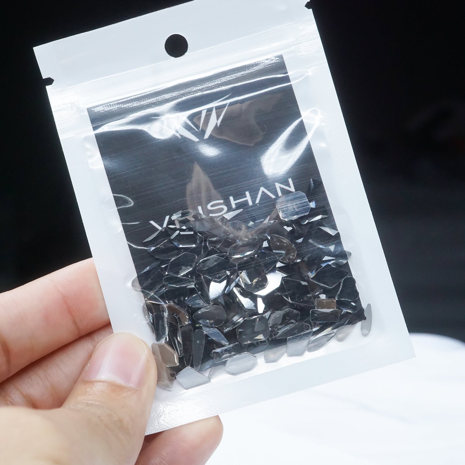 Transparente Black- 100 Mix shapes - Nail art- Rhinestones - GLASS- flat back