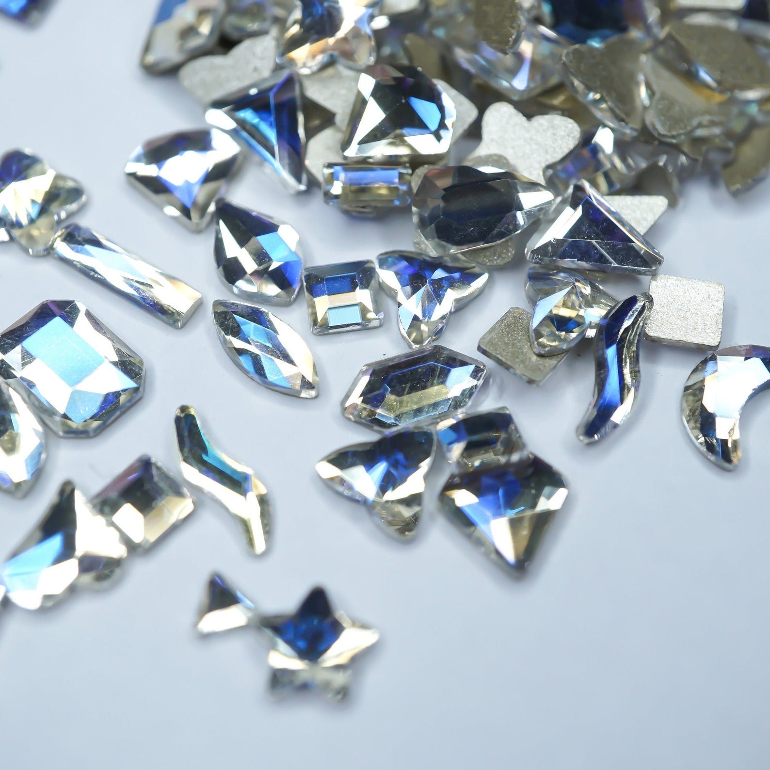 Moon light- 100 Mix shapes - Nail art- Rhinestones - GLASS- flat back