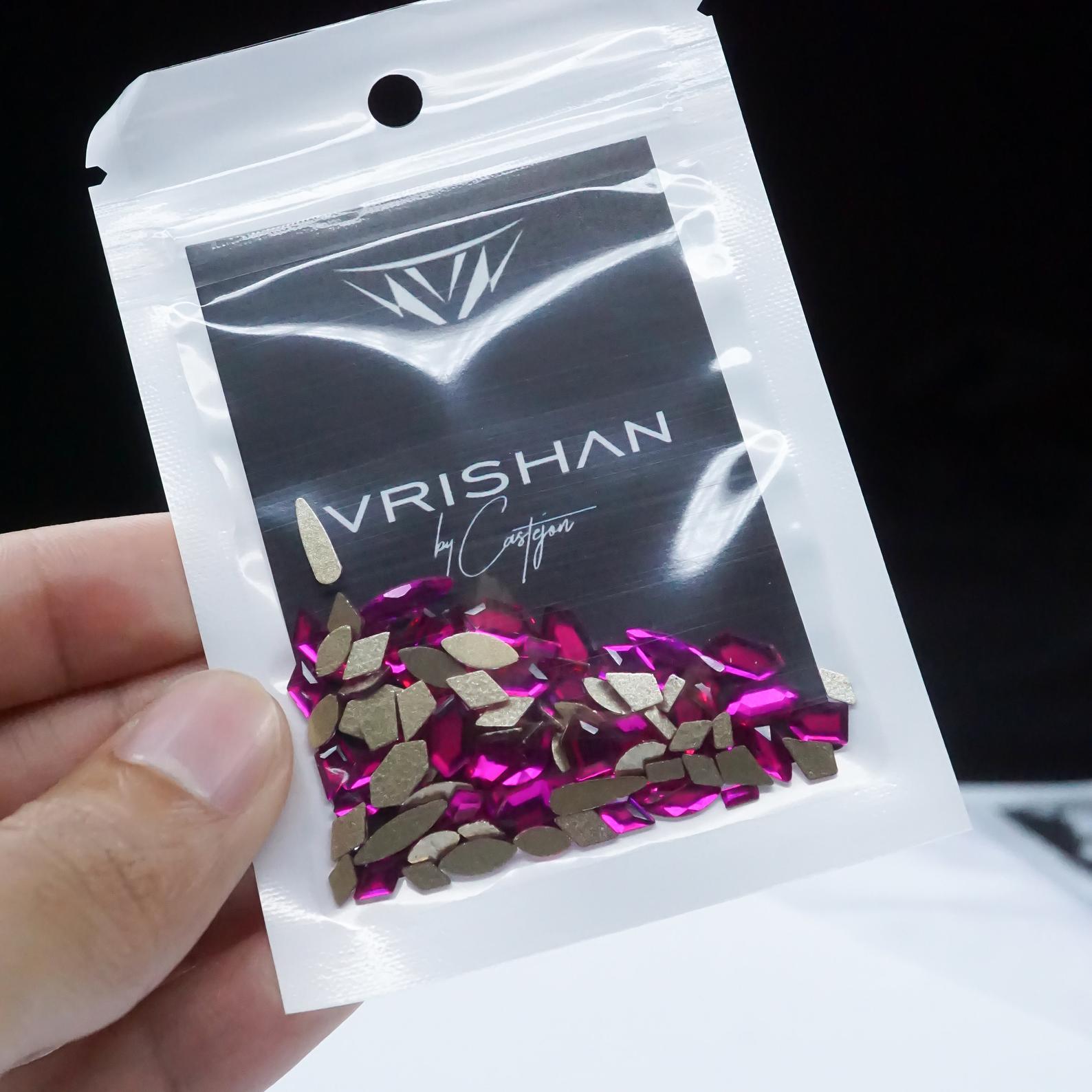 Fuchsia- 100 Mix shapes - Nail art- Rhinestones - GLASS- flat back