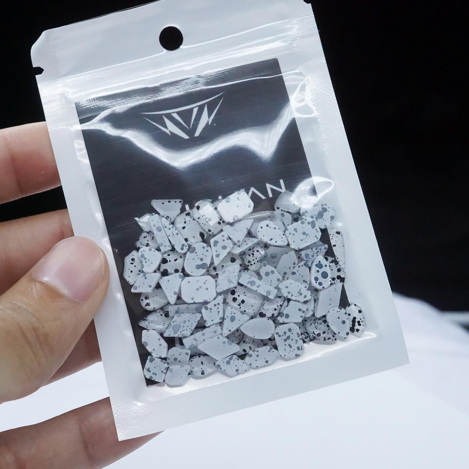 Black and White- 100 Mix shapes - Nail art- Rhinestones - GLASS- flat back