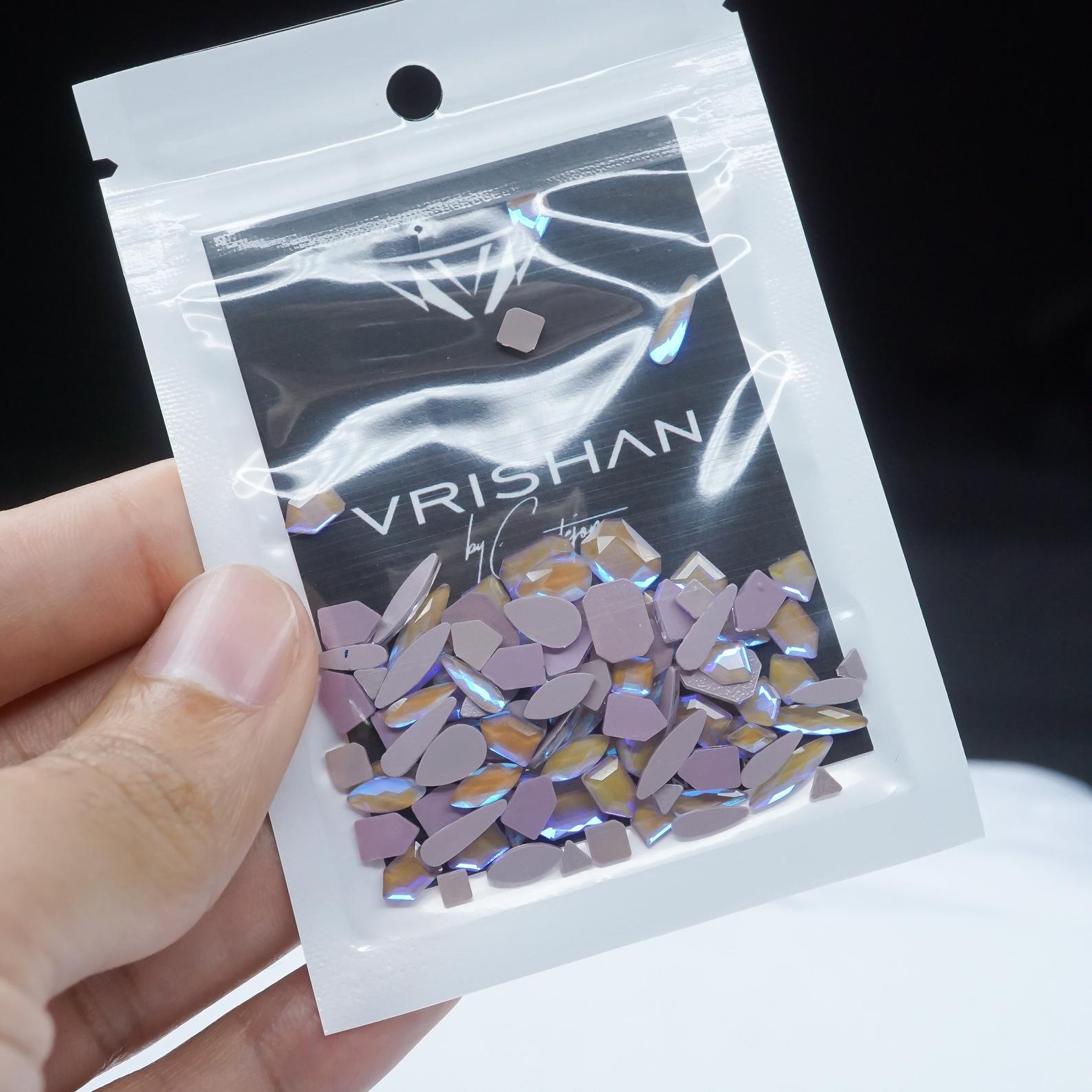 Lavanda- 100 Mix shapes - Nail art- Rhinestones - GLASS- flat back