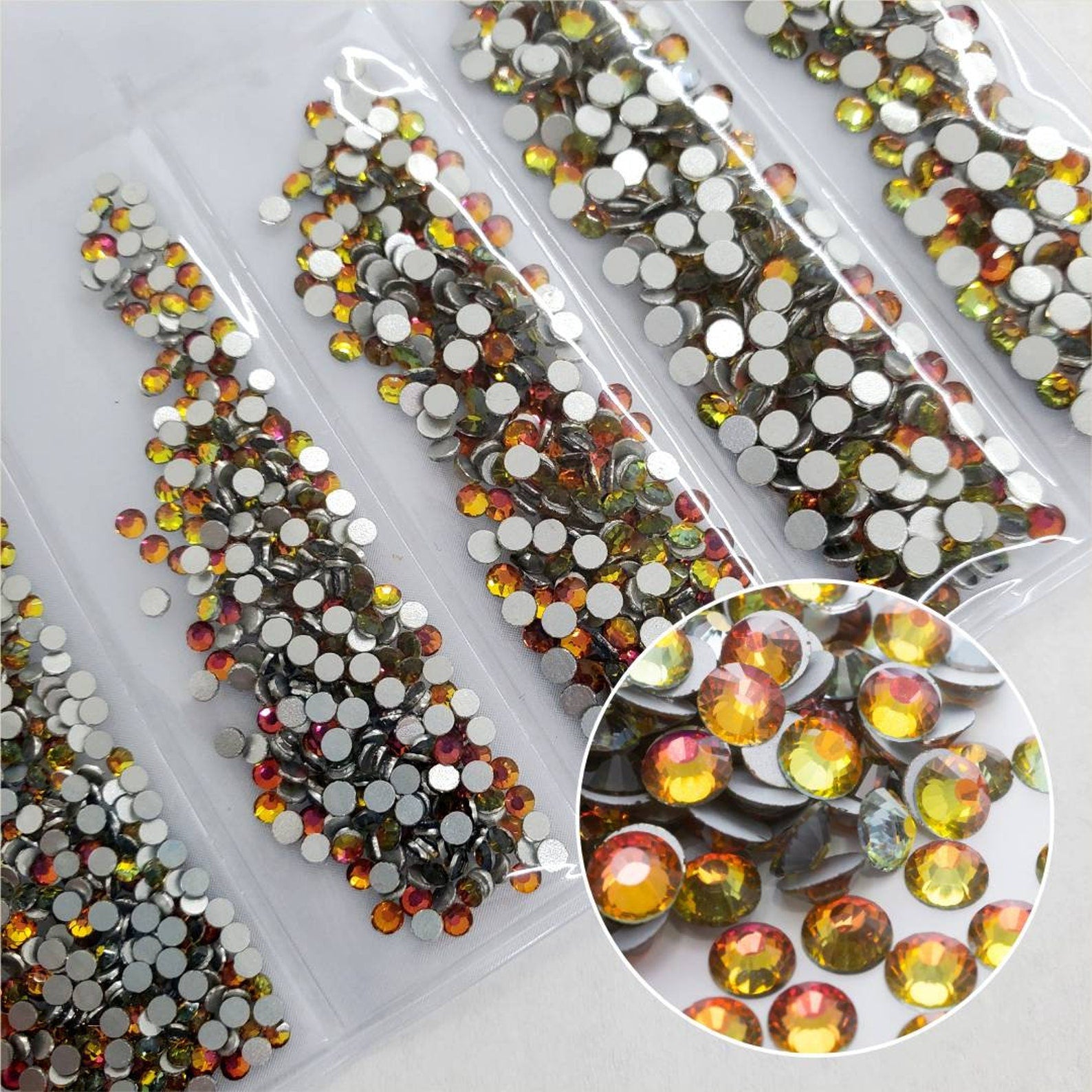 Multi-Size Red flame Rhinestones - GLASS- flat back #059