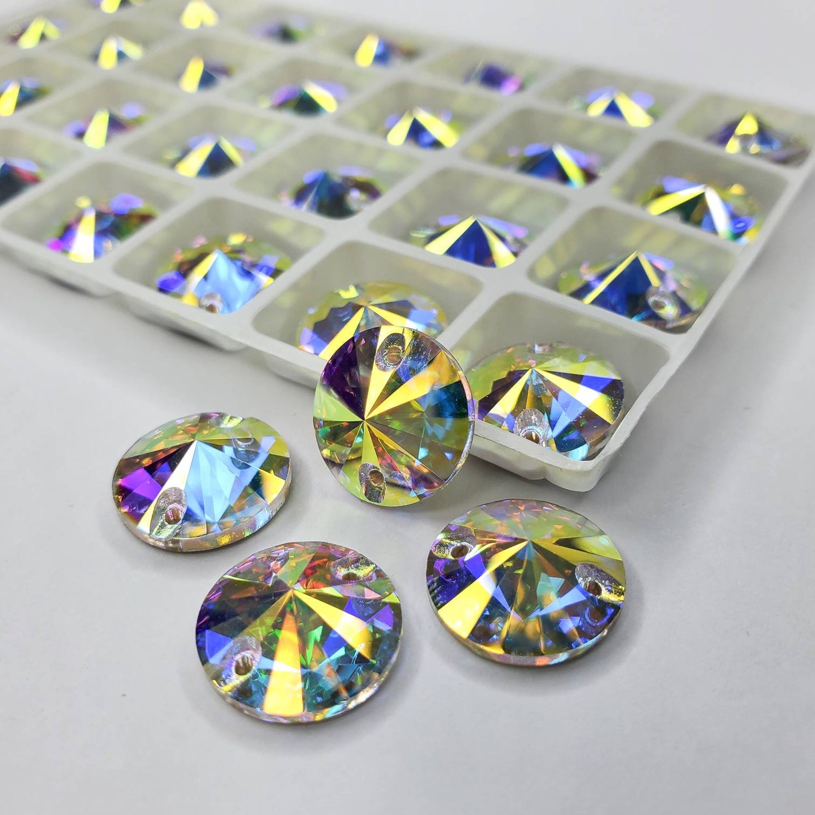 AB - RIVOLI Sew On Glass Rhinestone