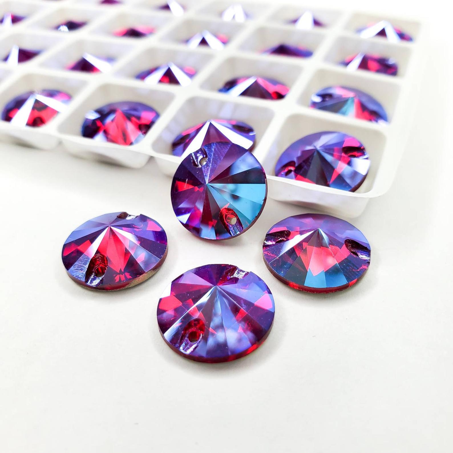 Light Siam AB - RIVOLI Sew On Glass Rhinestone