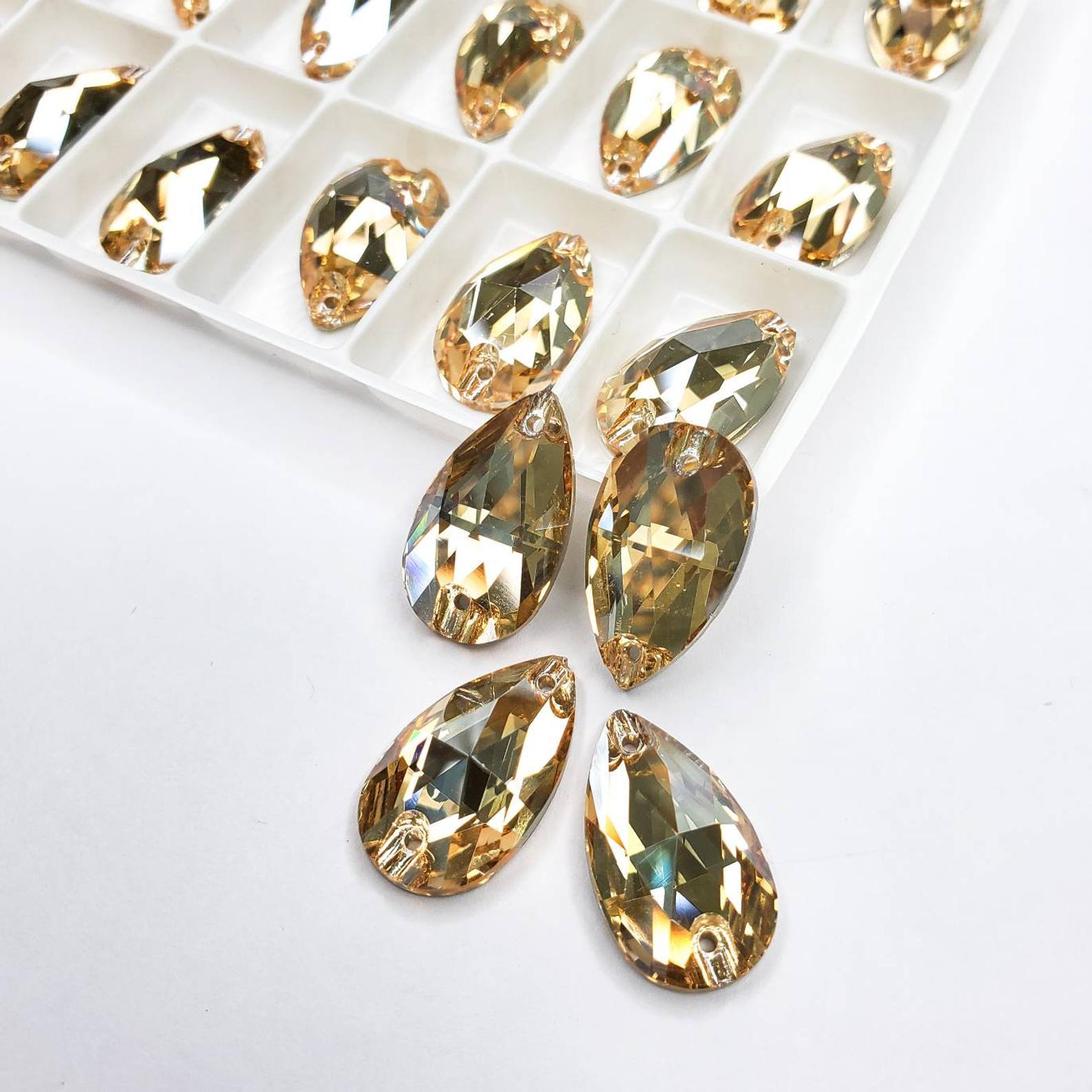 Golden shadow - DROP Sew On Glass Rhinestone