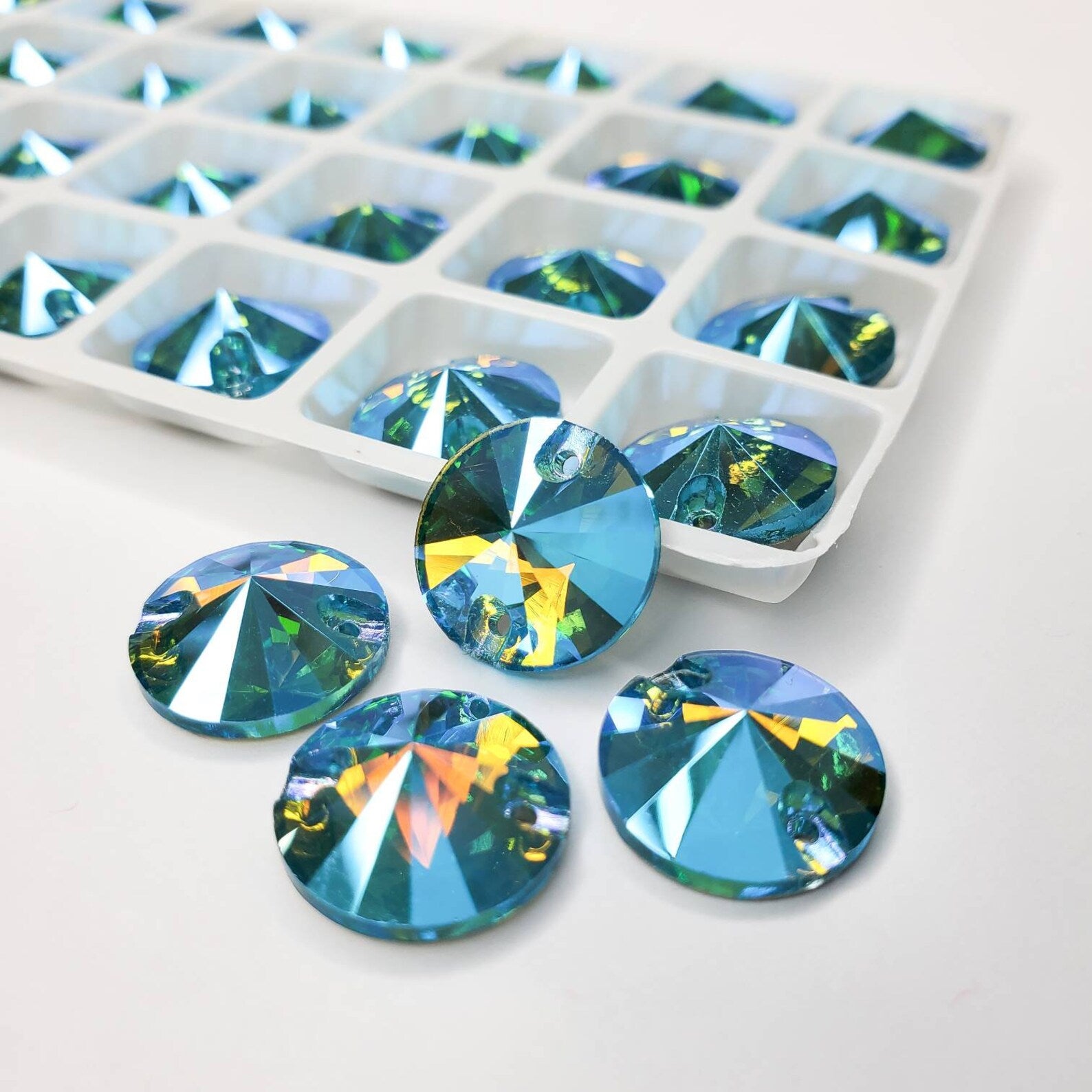 Aquamarine AB - RIVOLI Sew On Glass Rhinestone
