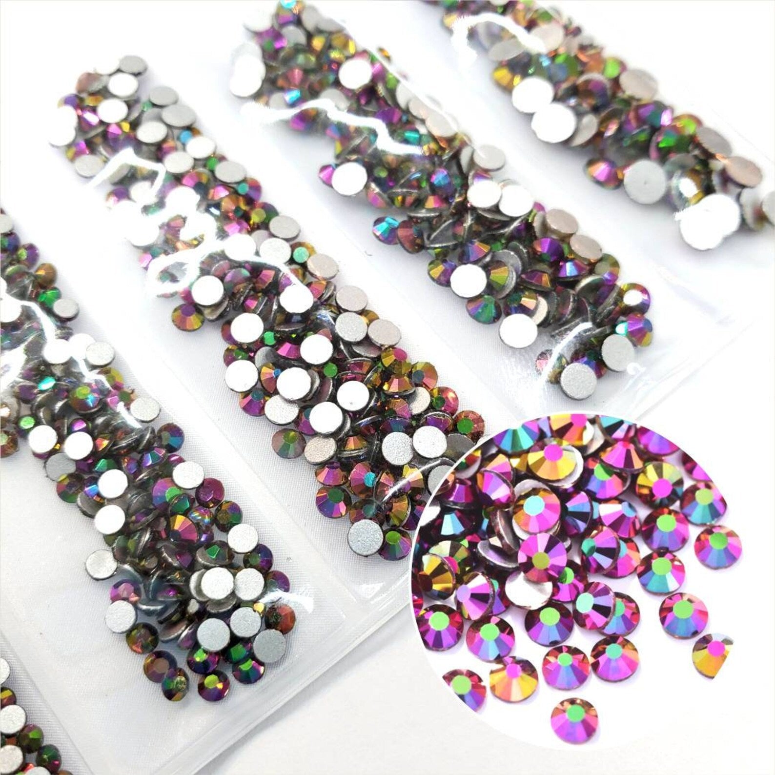 Multi-Size Metallic Rose Gold Rhinestones - GLASS- flat back #066
