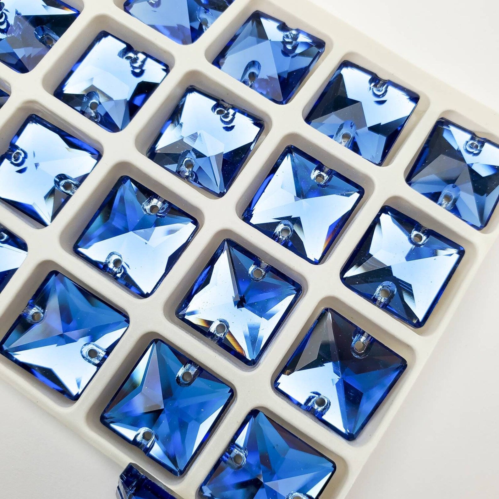 LT. SAPPHIRE - SQUARE High Quality Glass Sew-on Rhinestones