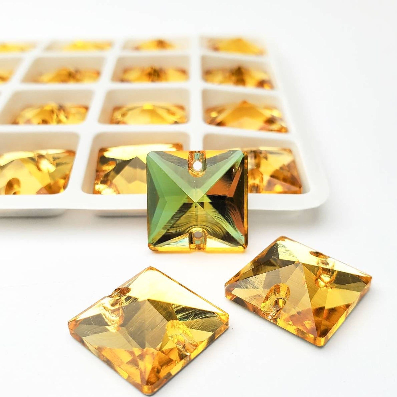 TOPAZ - SQUARE High Quality Glass Sew-on Rhinestones