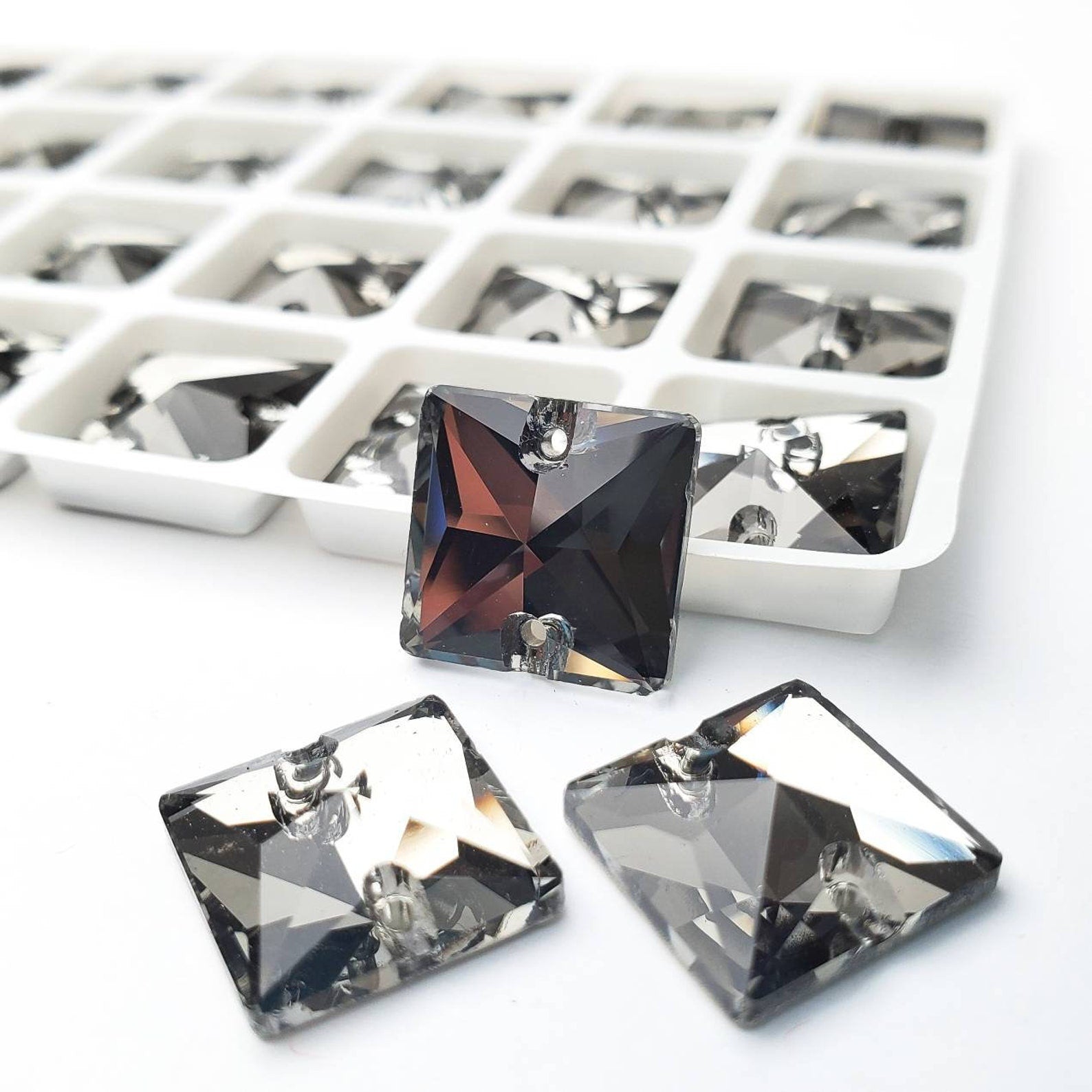 BLACK DIAMOND - SQUARE High Quality Glass Sew-on Rhinestones
