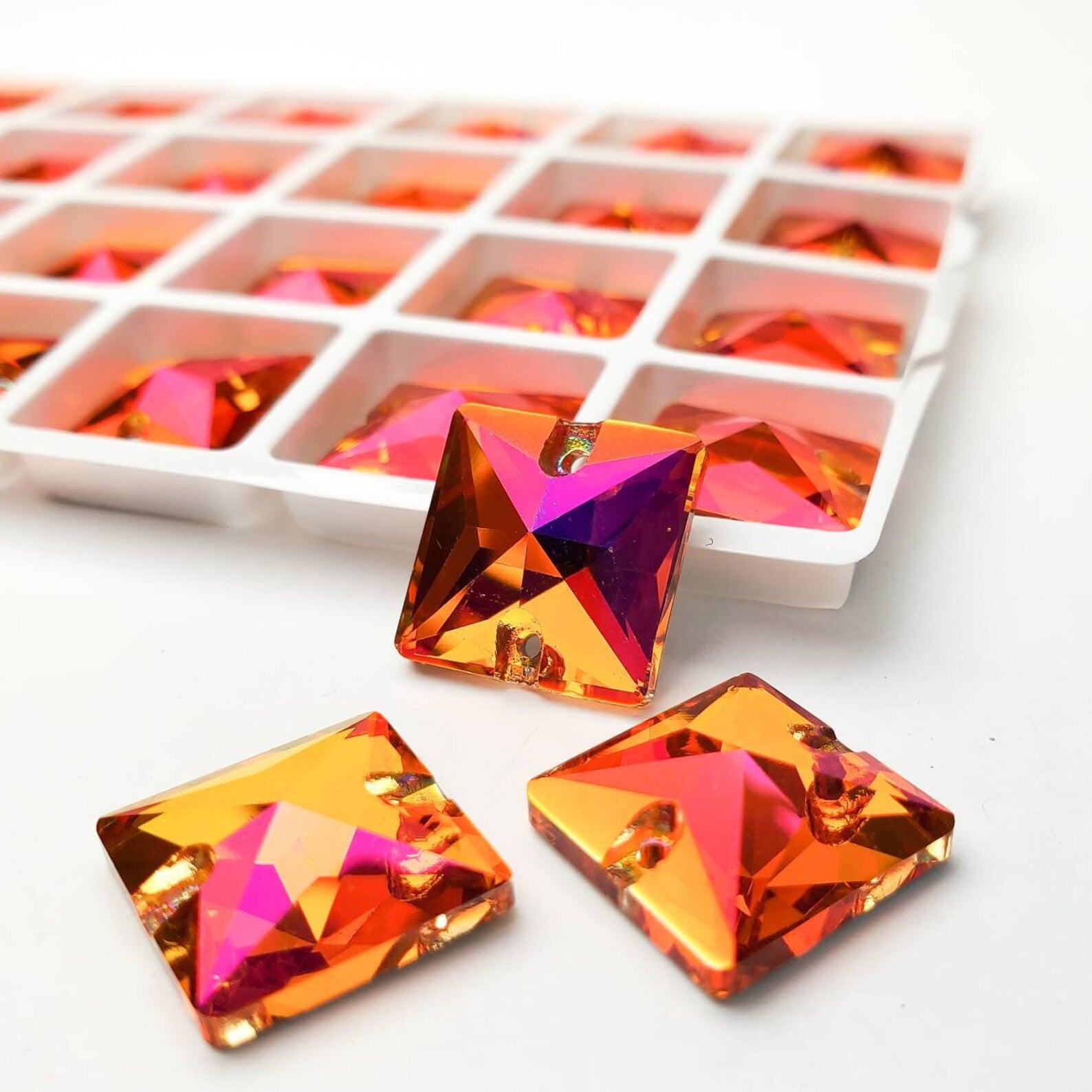 ASTRAL PINK - SQUARE High Quality Glass Sew-on Rhinestones