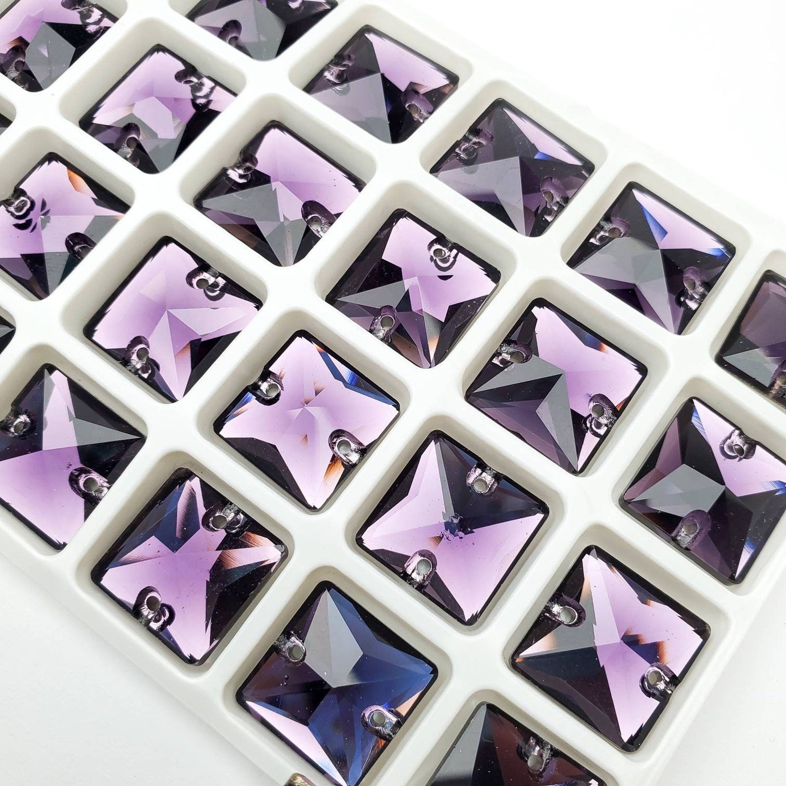 AMETHYST - SQUARE High Quality Glass Sew-on Rhinestones