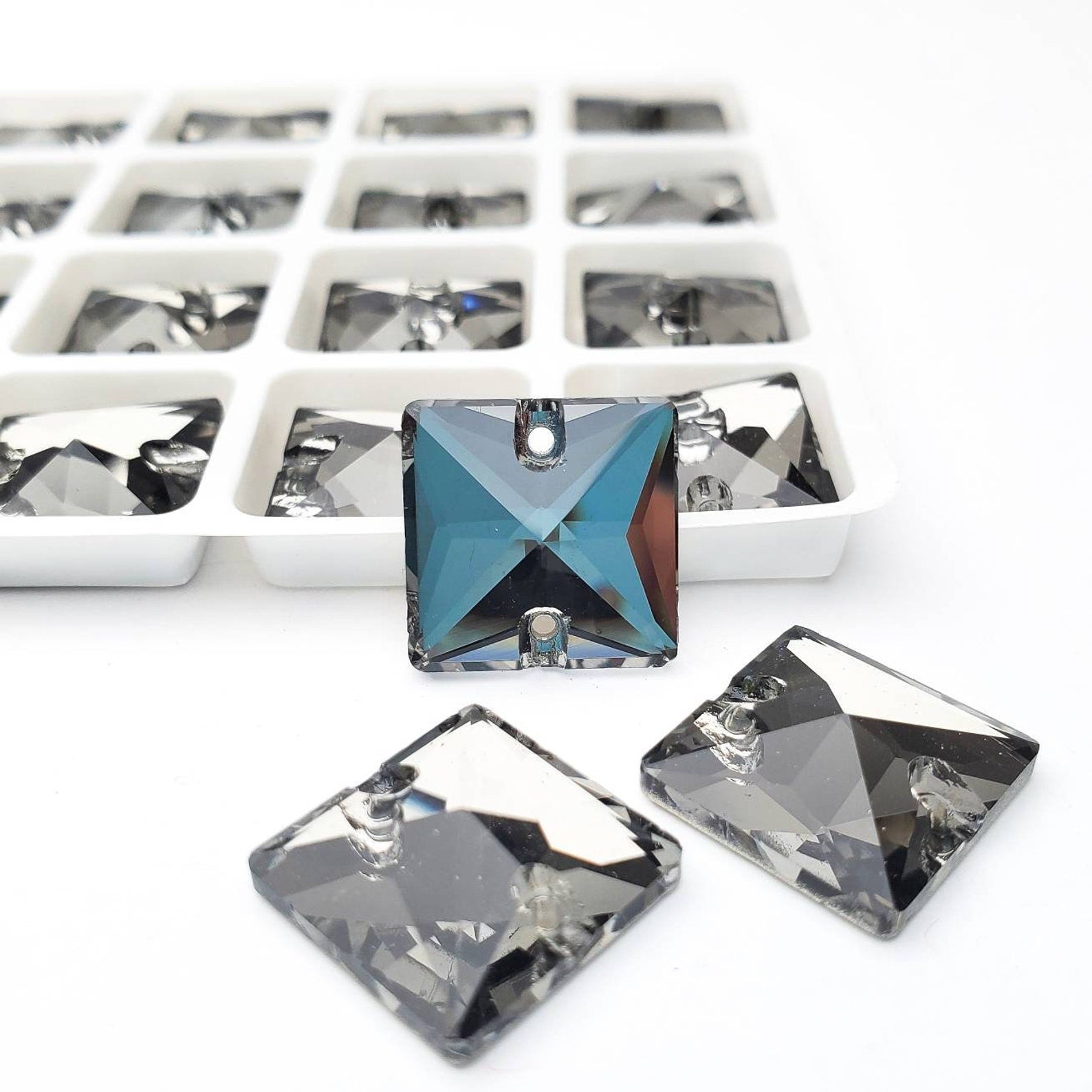 BLACK DIAMOND - SQUARE High Quality Glass Sew-on Rhinestones