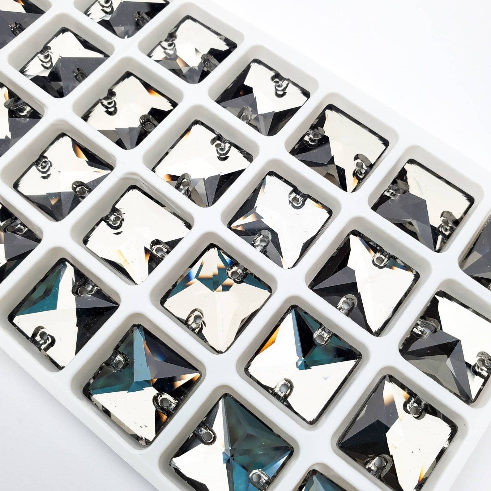 BLACK DIAMOND - SQUARE High Quality Glass Sew-on Rhinestones