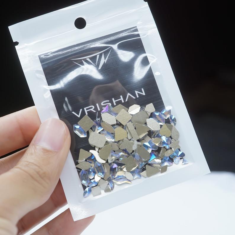 Moon light- 100 Mix shapes - Nail art- Rhinestones - GLASS- flat back