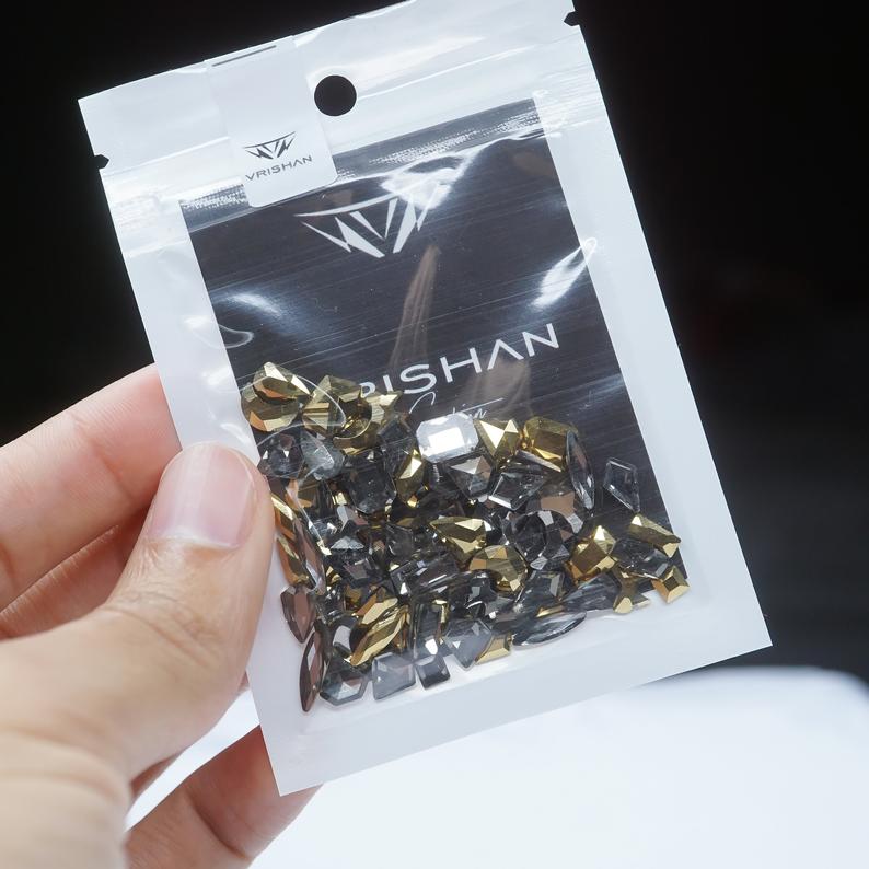 Aurum- 100 Mix shapes - Nail art- Rhinestones - GLASS- flat back