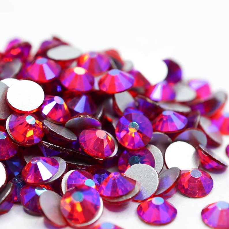 Multi-Size Lt. Siam Ab Rhinestones - GLASS- flat back #043