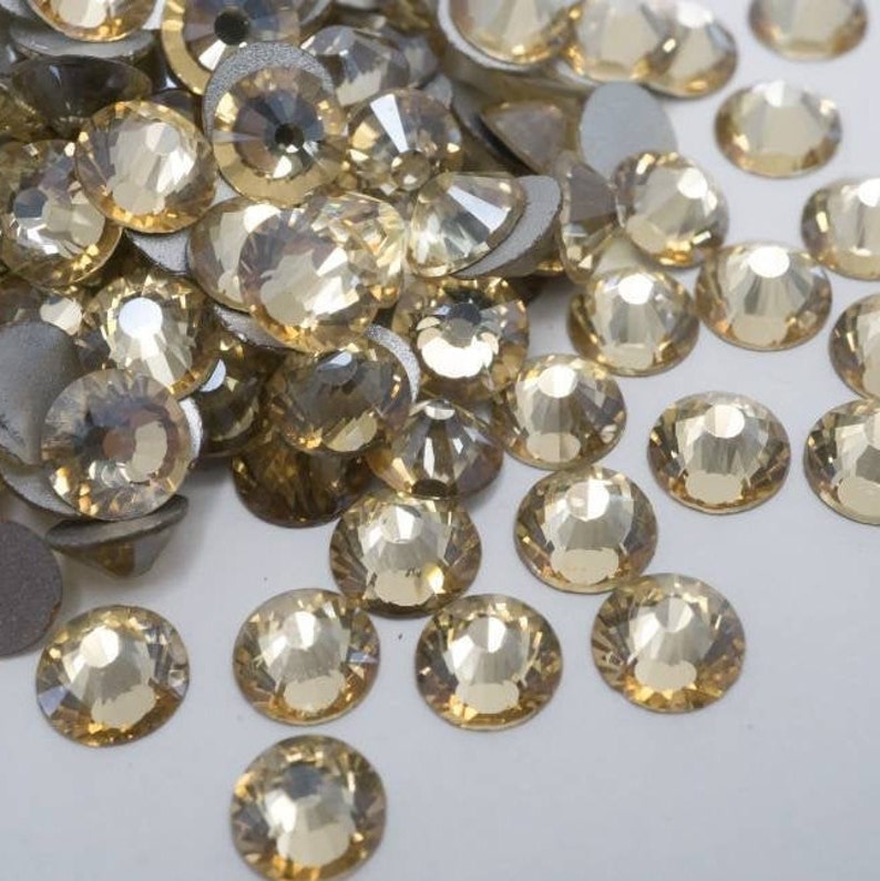 Multi-Size Golden Shadow Rhinestones - GLASS- flat back #061