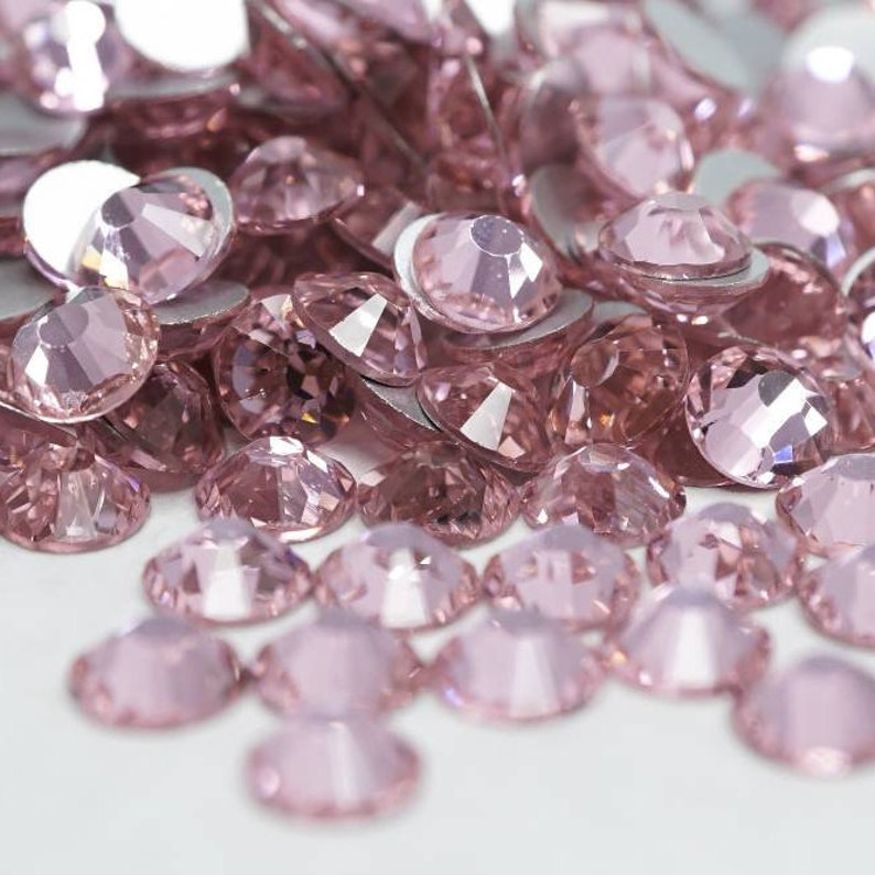 Multi-Size Light Rose Rhinestones - GLASS- flat back #032