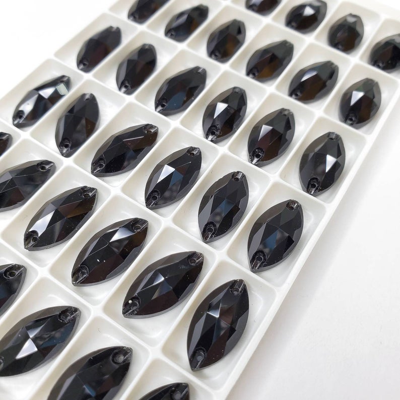 Jet black NAVETTE high quality sewing crystal