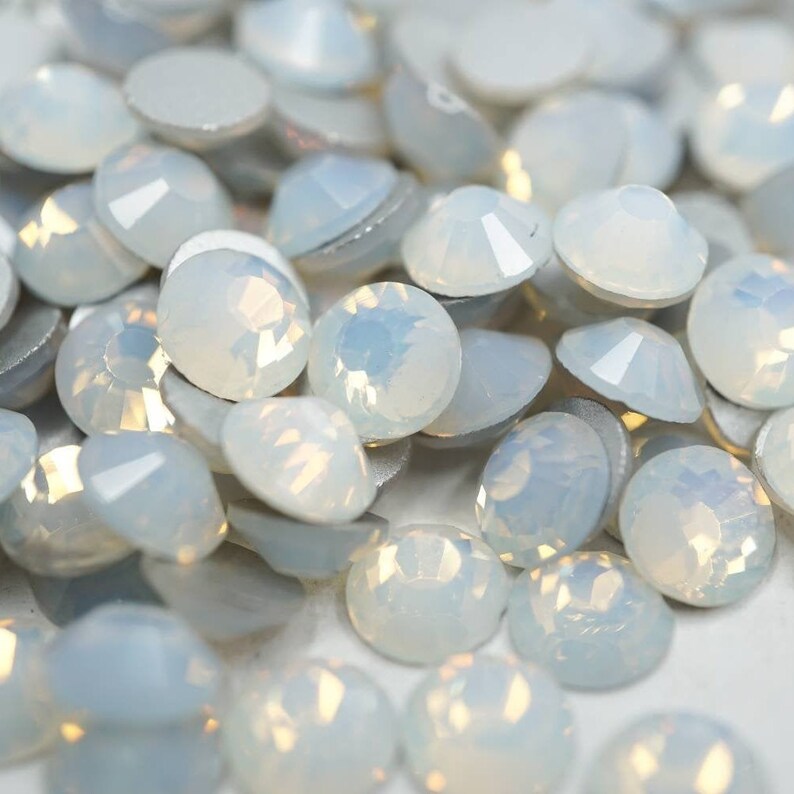 Multi-Size White Opal Rhinestones - GLASS- flat back #032
