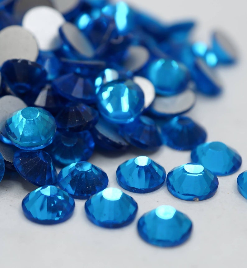 Multi-Size Capri Blue Rhinestones - GLASS- flat back #008