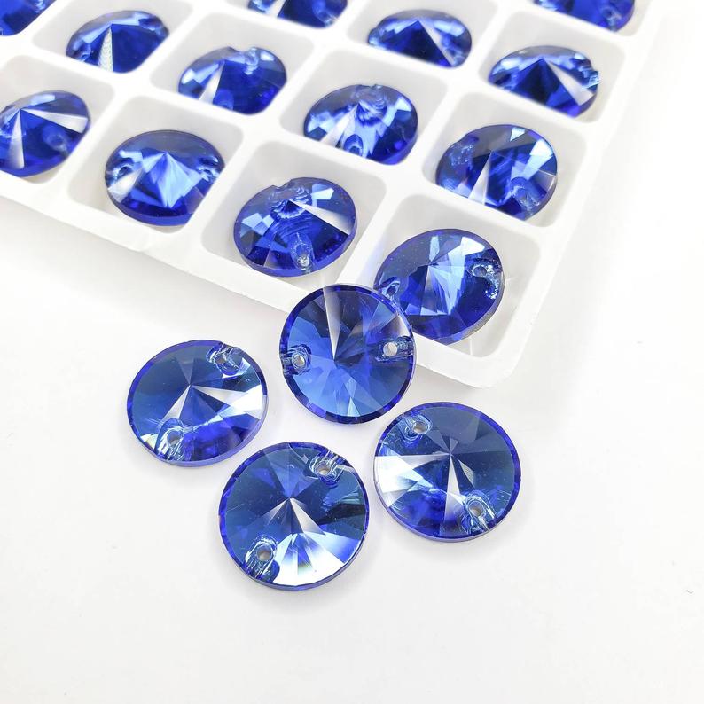 Sapphire - RIVOLI Sew On Glass Rhinestone