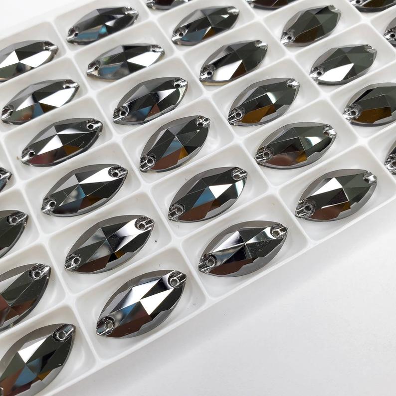 jet metallic NAVETTE high quality sewing crystal