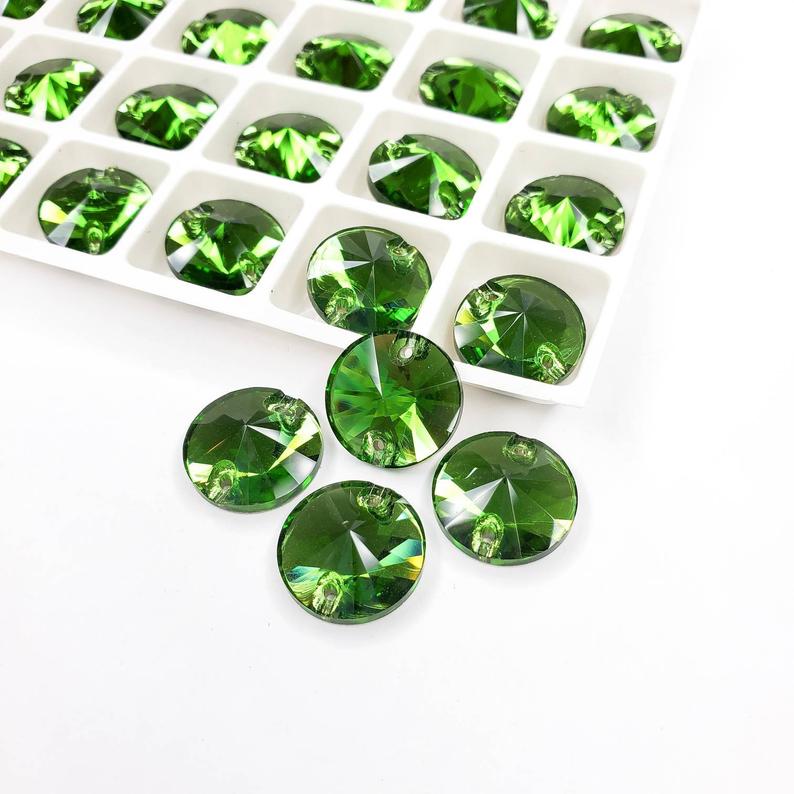 Fer green - RIVOLI Sew On Glass Rhinestone