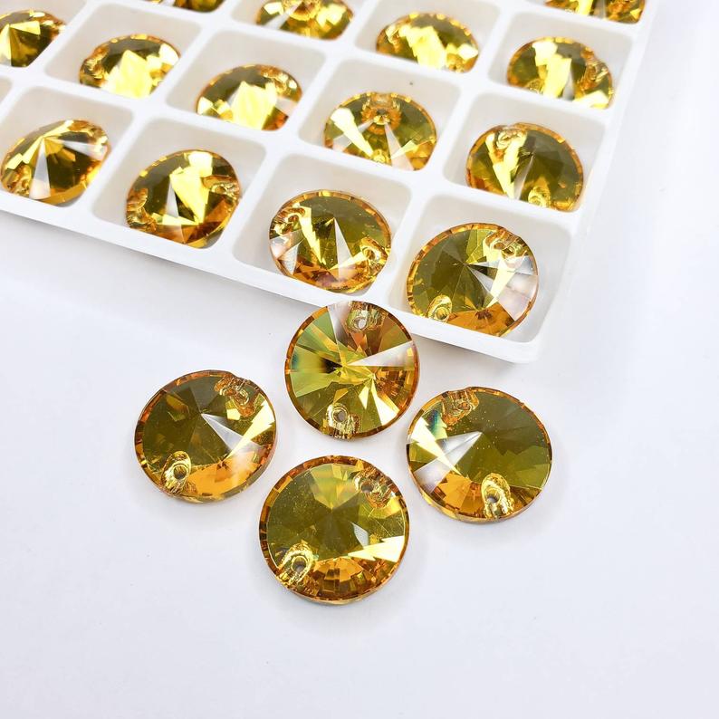 Topaz - RIVOLI Sew On Glass Rhinestone