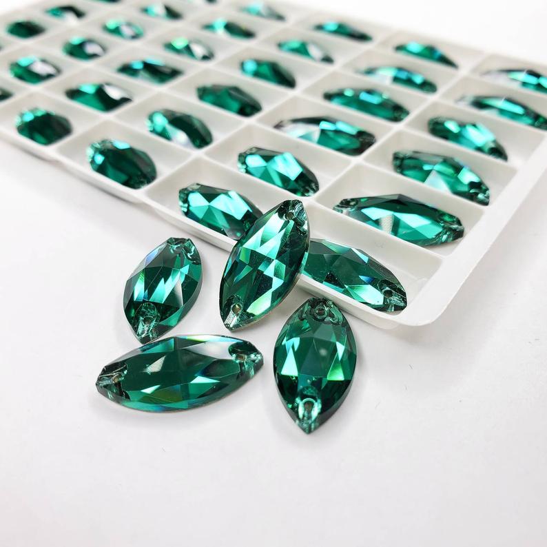 Emerald - NAVETTE high quality sewing crystal
