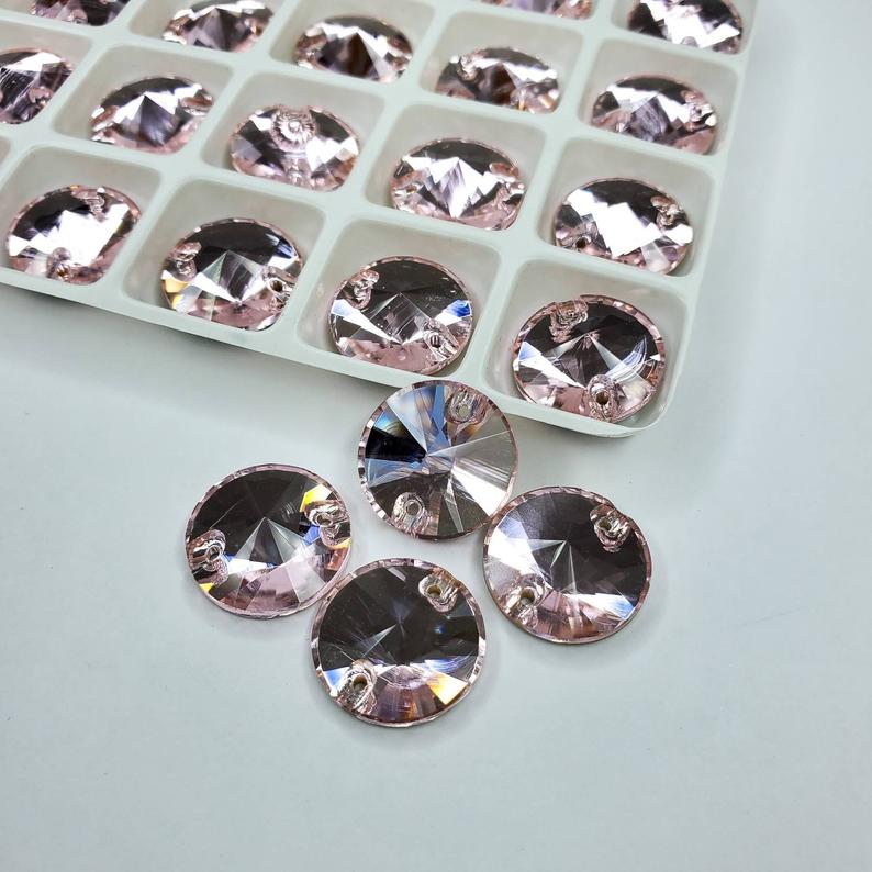Light Rose - RIVOLI Sew On Glass Rhinestone