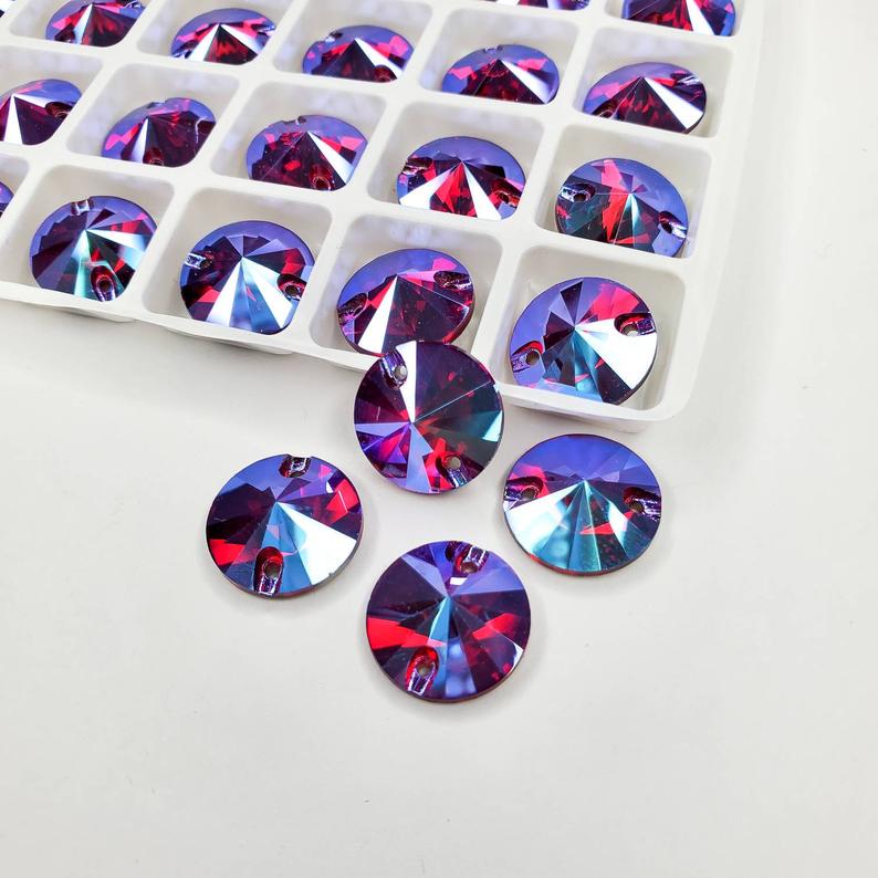 Light Siam AB - RIVOLI Sew On Glass Rhinestone