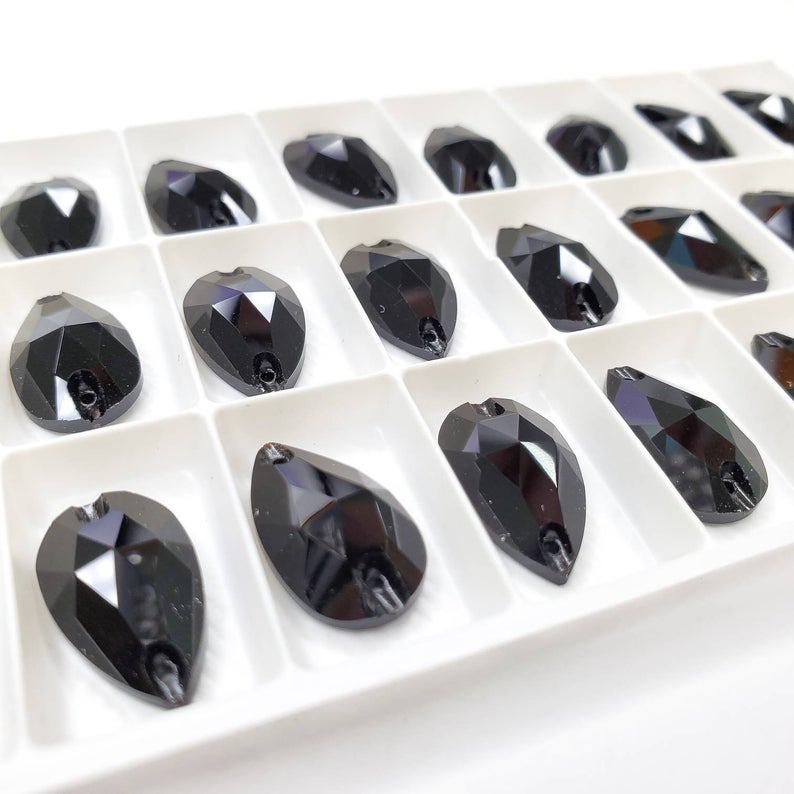Jet black - DROP Sew On Glass Rhinestone