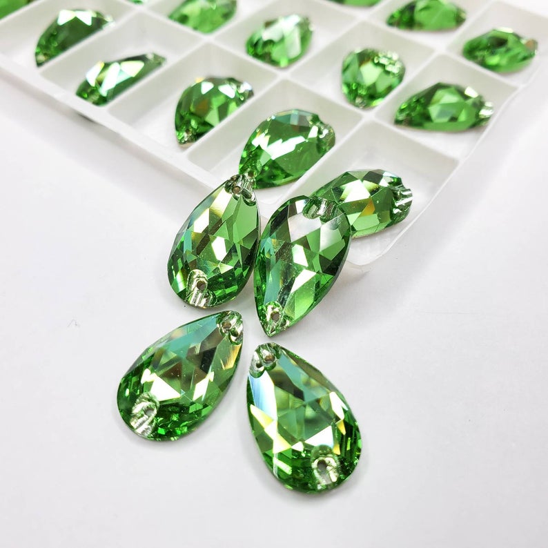 Peridot - DROP Sew On Glass Rhinestone