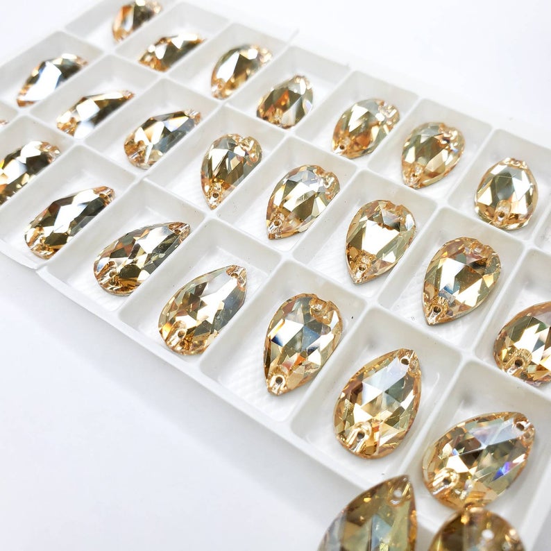 Golden shadow - DROP Sew On Glass Rhinestone