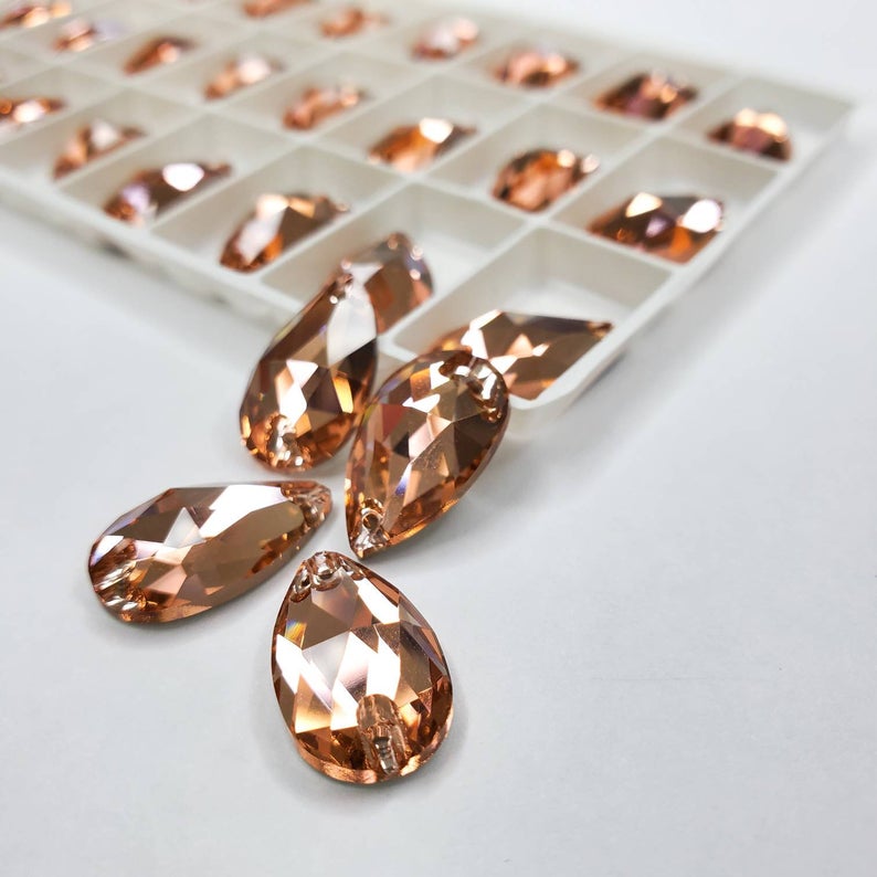Light Peach- DROP Sew On Glass Rhinestone
